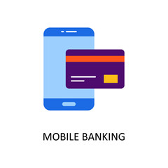 Mobile Banking Vector Flat Icon Design illustration. Banking and Payment Symbol on White background EPS 10 File