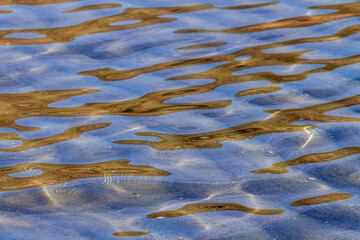 Seichtes Wasser und Lichtreflexe auf der Wasseroberfläche