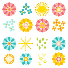 Set of flat design flowers. Variations of flowers Vector Illustration