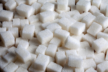 White Sugar cubes background image top view