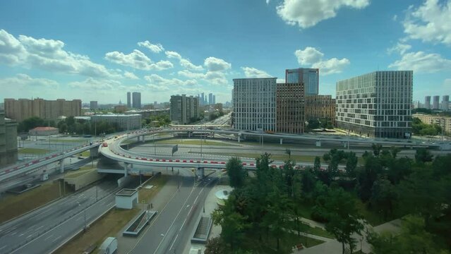 fast traffic on a working day in Moscow