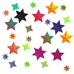 Stars of different shapes and colors