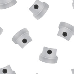 Gray nozzles for aerosol can seamless pattern. Vector illustration.