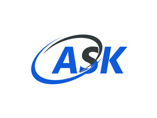 ASK letter creative modern elegant swoosh logo design