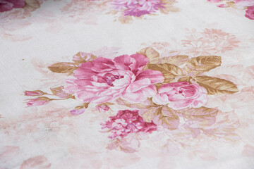 textured watercolor rose tablecloth in a beautiful restaurant