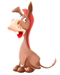Poster Illustration of a Happy Donkey. Cartoon Character © liusa