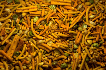 Spicy Crunchy Bombay Mix Snack Closeup View