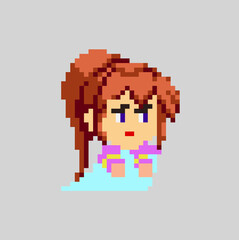 Woman pixel character in art style