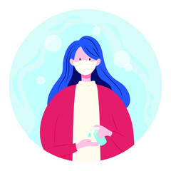 women washing hand with alcohol gel protect from virus COVID-19 illustration concept vector.