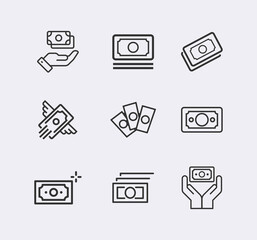 Money line icon set