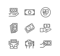 Money line icon set