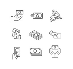 Money line icon set