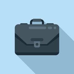 Worker briefcase icon flat vector. Work bag