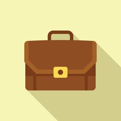 Company briefcase icon flat vector. Work bag