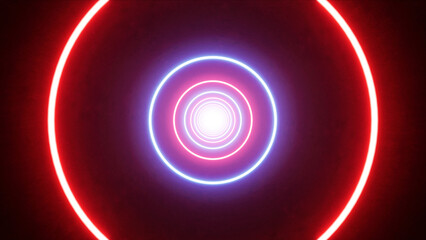 Flickering Red and Blue Circle Light in the Cave 3D Rendering