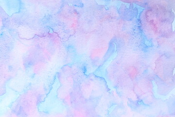 Fototapeta na wymiar Abstract watercolor painting in pink blue pastel colors