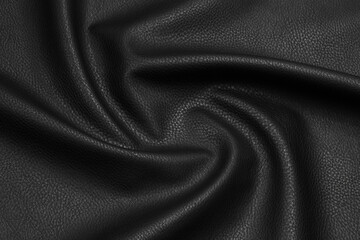 black artificial leather with waves and folds on PVC base