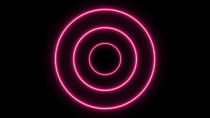 Hot pink Neon Light Concentric Circles