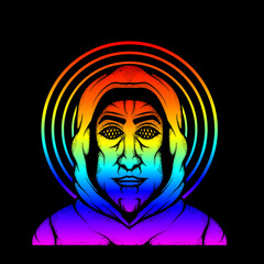 mask man wearing jacket in illustration