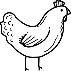 Vector image of a chicken on a farm.Doodle style chicken.