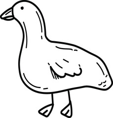 Vector image of a goose on a farm in doodle style.Goose icon.