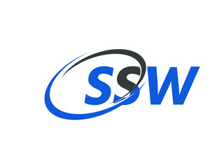 SSW letter creative modern elegant swoosh logo design