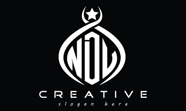 NDV three letters monogram curved oval initial logo design, geometric minimalist creative logo, vector template