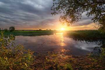 sunset over the river