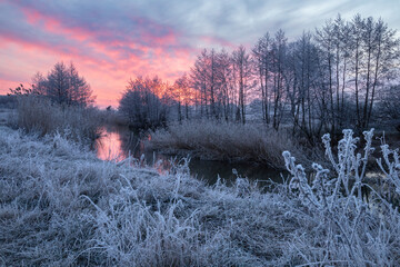 frosty dawn over the river