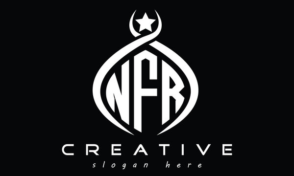 NFR three letters monogram curved oval initial logo design, geometric minimalist creative logo, vector template