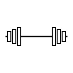 Barbell line icon. Heavy barbell with weight plates for power exercises. Vector Illustration