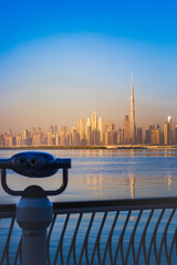 Dubai, UAE - 02.11.2022 - View of Dubai skyline, shot made from Dubai creek harbor. City