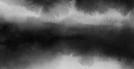 Monochrome hand painted abstract painting. Watercolour on paper. Versatile artistic image for creative design projects: posters, banners, cards, books, magazines, prints, wallpapers.