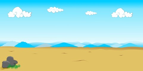 Vector desert and beautiful mountains. vector desert background