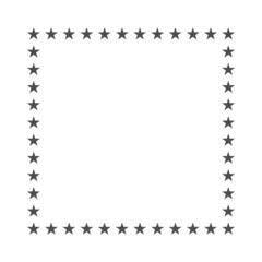A frame of small stars on a white background in the style of a silhouette for printing and designing postcards, invitations, photo frames. Vector illustration.