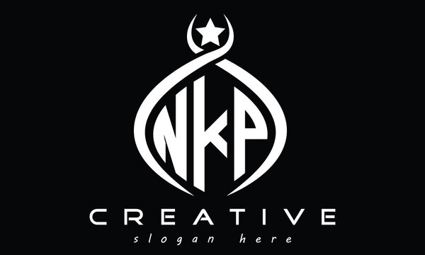 NKP three letters monogram curved oval initial logo design, geometric minimalist creative logo, vector template