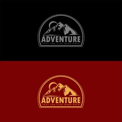 adventure outdoor logo design badge icon color Mountain rock camping outdoor label. Climbing label, hiking trip and adventure illustration