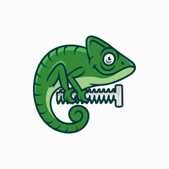 chameleon and bolt logo illustration