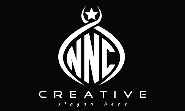 NNC three letters monogram curved oval initial logo design, geometric minimalist creative logo, vector template