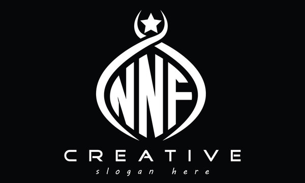 NNF three letters monogram curved oval initial logo design, geometric minimalist creative logo, vector template