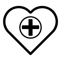 Obraz premium Heart Plus Flat Icon Isolated On White Background