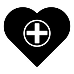 Heart Plus Flat Icon Isolated On White Background