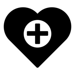 Heart Plus Flat Icon Isolated On White Background