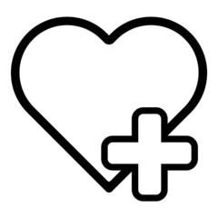 Heart Plus Flat Icon Isolated On White Background