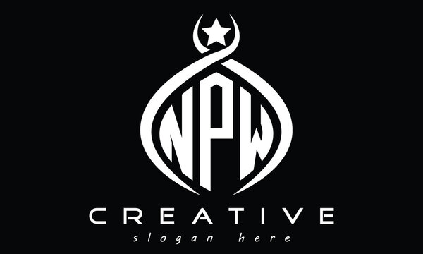 NPW three letters monogram curved oval initial logo design, geometric minimalist creative logo, vector template