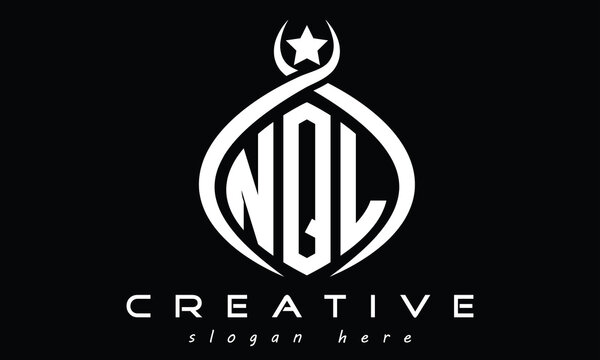 NQL three letters monogram curved oval initial logo design, geometric minimalist creative logo, vector template