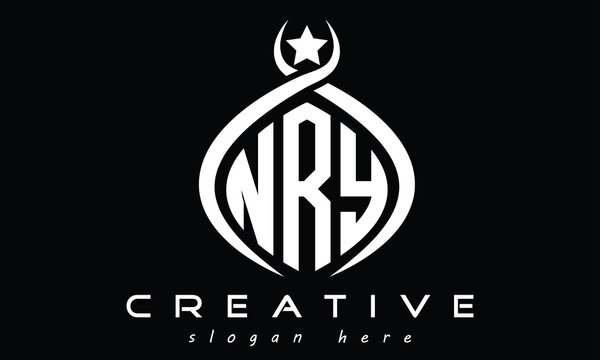 NRY three letters monogram curved oval initial logo design, geometric minimalist creative logo, vector template