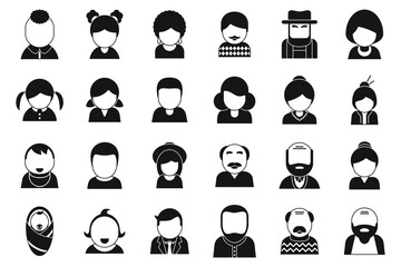 Obraz premium Generation icons set simple vector. Family people