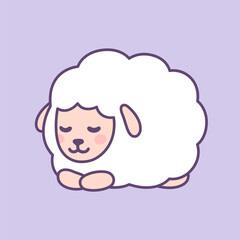 Cute cartoon sleeping sheep