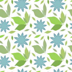 grey-green leaves and grey-blue flowers pattern